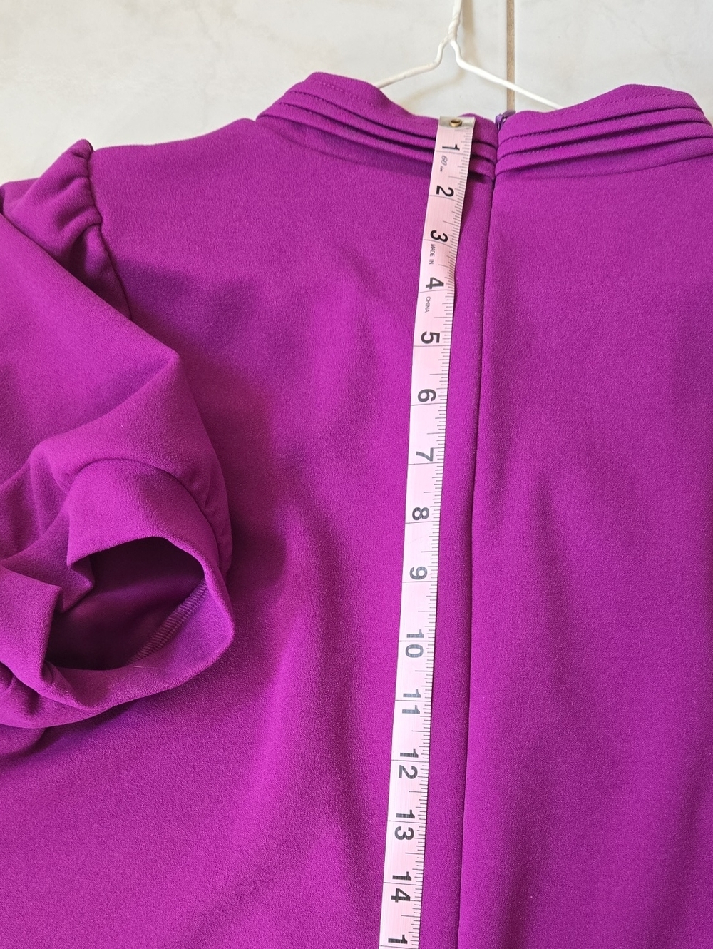 Gracia Purple Puff-Sleeve Bow Neck Blouse - Picture 4 of 5